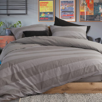 ΣΕΤ ΣΕΝΤΟΝΙΑ ΒΑΜΒΑΚΕΡΑ ΥΠΕΡΔΙΠΛΑ CASUAL STRIPE 240Χ270 NEF-NEF HOMEWARE D.GREY