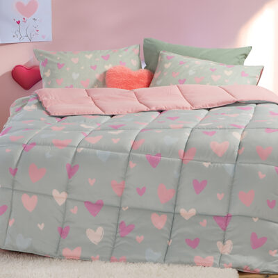 ΠΑΙΔΙΚΟ ΠΑΠΛΩΜΑ ΜΟΝΟ HEARTS ATTACK 160X220 NEF-NEF HOMEWARE PINK