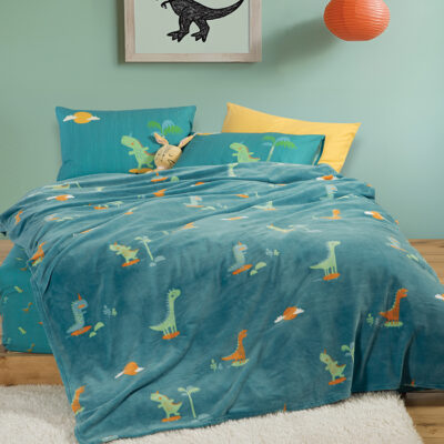 ΠΑΙΔΙΚΗ ΚΟΥΒΕΡΤΑ DINOS ON WHEELS 160Χ220 NEF-NEF HOMEWARE PETROL