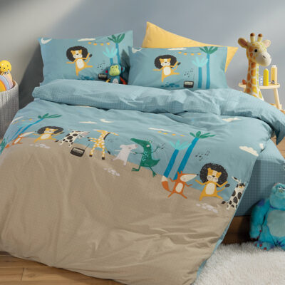 ΠΑΙΔΙΚΑ ΣΕΤ ΣΕΝΤΟΝΙΑ ΜΟΝΑ WILD DANCE 170Χ260 NEF-NEF HOMEWARE BLUE