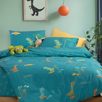 ΠΑΙΔΙΚΗ ΣΕΤ ΠΑΠΛΩΜΑΤΟΘΗΚΗ ΜΟΝΗ DINOS ON WHEELS 160Χ240 NEF-NEF HOMEWARE PETROL