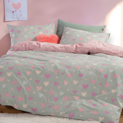 ΠΑΙΔΙΚΗ ΣΕΤ ΠΑΠΛΩΜΑΤΟΘΗΚΗ ΜΟΝΗ HEARTS ATTACK 160Χ240 NEF-NEF HOMEWARE GREY