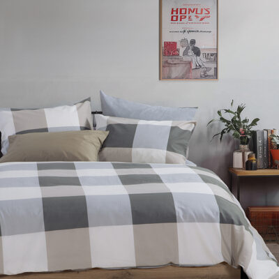 ΣΕΤ ΠΑΠΛΩΜΑΤΟΘΗΚΗ ΥΠΕΡΔΙΠΛΗ CASUAL CHECK 240Χ230 NEF-NEF HOMEWARE GREY