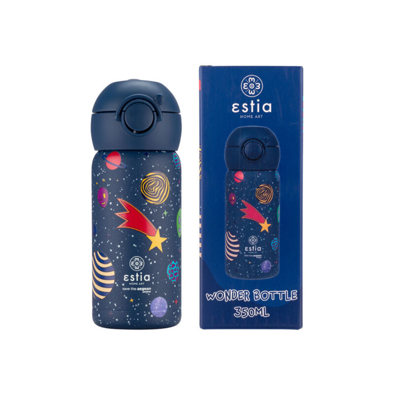 ESTIA HOME ART ΘΕΡΜΟΣ ΠΑΙΔΙΚΟ WONDER BOTTLE SAVE THE AEGEAN 350ml COSMIC VOYAGERS