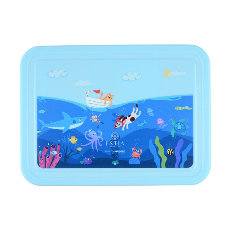 ESTIA HOME ART ΠΑΙΔΙΚΟ ΦΑΓΗΤΟΔΟΧΕΙΟ SAVE THE AEGEAN 1330ml ΜΕ 5 ΘΗΚΕΣ OCEAN PLAY