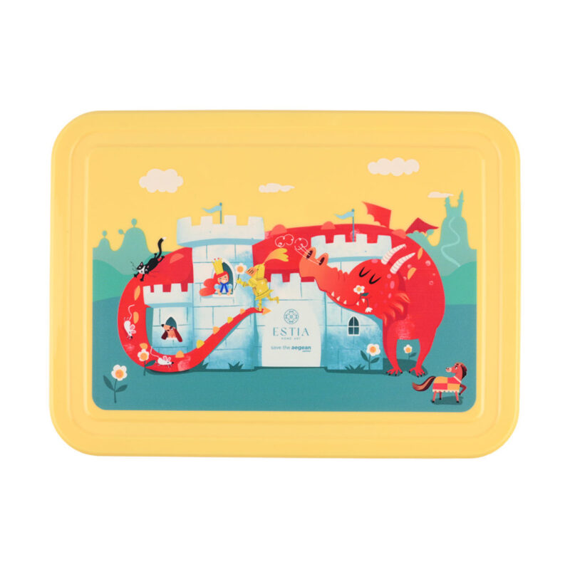 ESTIA HOME ART ΠΑΙΔΙΚΟ ΦΑΓΗΤΟΔΟΧΕΙΟ SAVE THE AEGEAN 1330ml ΜΕ 5 ΘΗΚΕΣ FORTRESS DRAGON