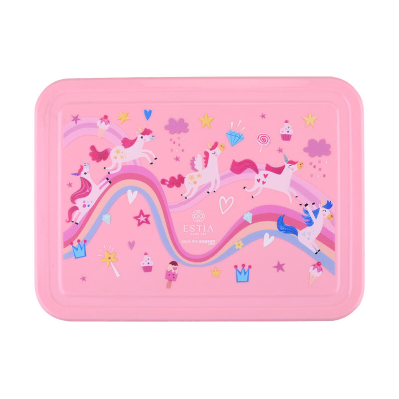 ESTIA HOME ART ΠΑΙΔΙΚΟ ΦΑΓΗΤΟΔΟΧΕΙΟ SAVE THE AEGEAN 1330ml ΜΕ 5 ΘΗΚΕΣ RAINBOW DREAMS