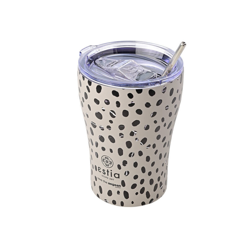 ESTIA HOME ART ΘΕΡΜΟΣ COFFEE MUG SAVE THE AEGEAN 350ml LEOPARD TAUPE - Image 2