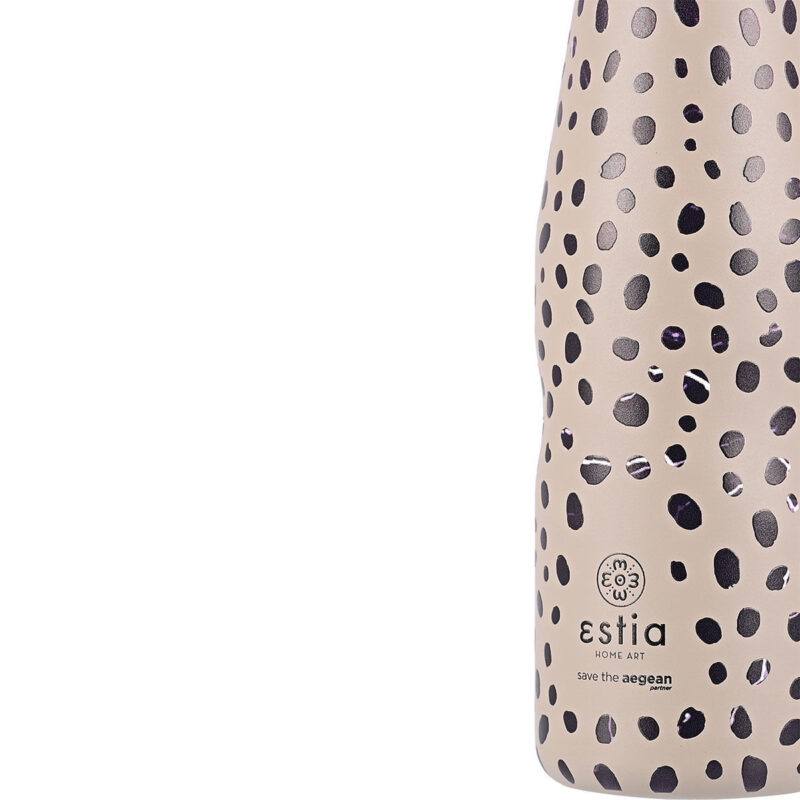 ESTIA HOME ART ΘΕΡΜΟΣ TRAVEL FLASK SAVE THE AEGEAN 500ml LEOPARD TAUPE - Image 3