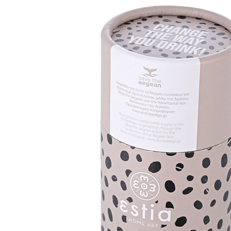 ESTIA HOME ART ΘΕΡΜΟΣ TRAVEL FLASK SAVE THE AEGEAN 500ml LEOPARD TAUPE - Image 5