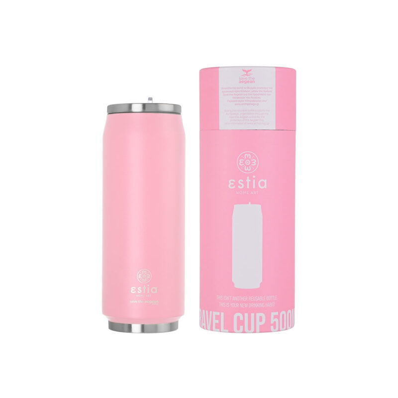 ESTIA HOME ART ΘΕΡΜΟΣ TRAVEL CUP SAVE THE AEGEAN 500ml BLOSSOM ROSE