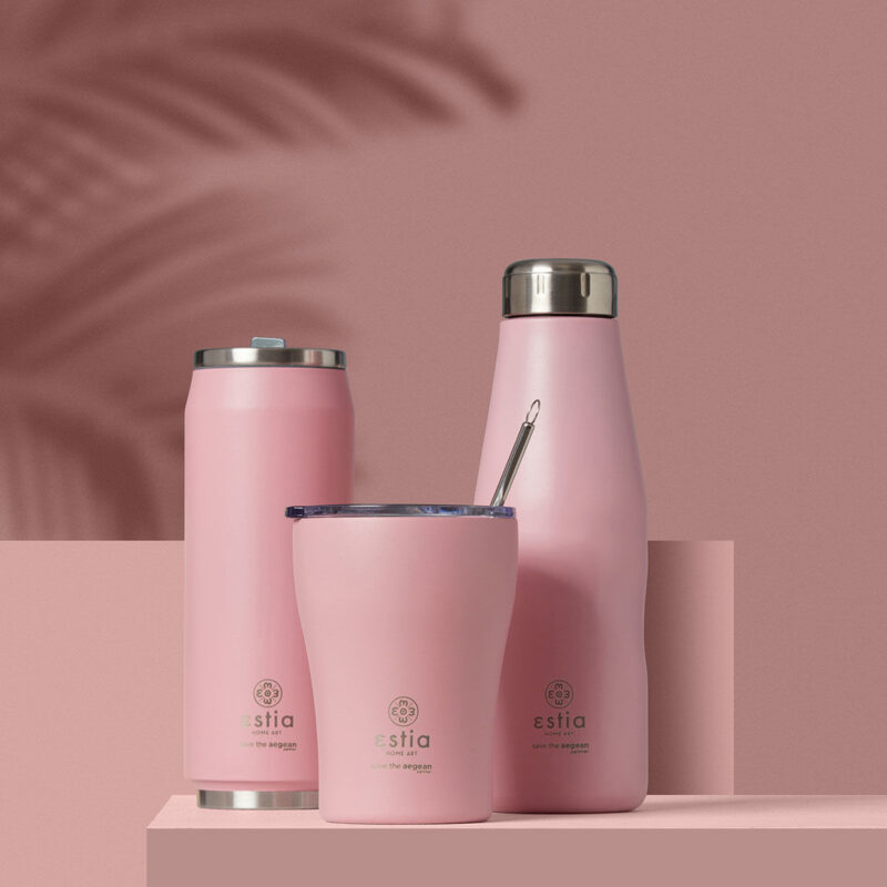 ESTIA HOME ART ΘΕΡΜΟΣ TRAVEL CUP SAVE THE AEGEAN 500ml BLOSSOM ROSE - Image 7