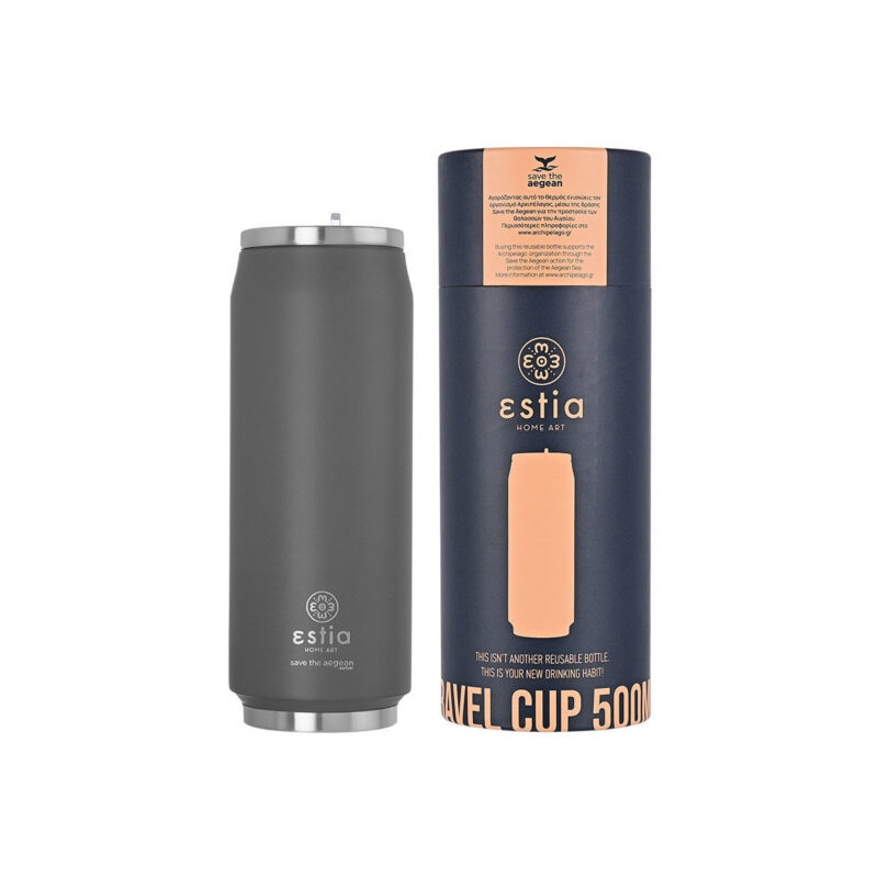 ESTIA HOME ART ΘΕΡΜΟΣ TRAVEL CUP SAVE THE AEGEAN 500ml FJORD GREY