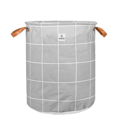 ESTIA HOME ART ΚΑΛΑΘΙ ΑΠΛΥΤΩΝ CHECKERED 60lt ΠΤΥΣΣΟΜΕΝΟ ΜΕ ΧΕΡΟΥΛΙΑ 40x40x50cm