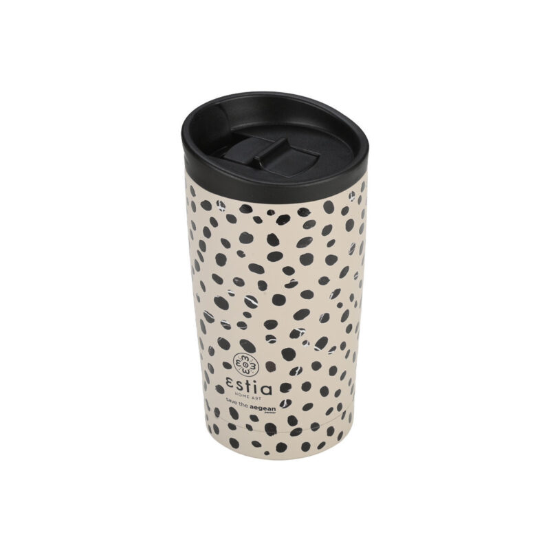 ESTIA HOME ART ΘΕΡΜΟΣ TRAVEL MUG SAVE THE AEGEAN 350ml LEOPARD TAUPE - Image 5