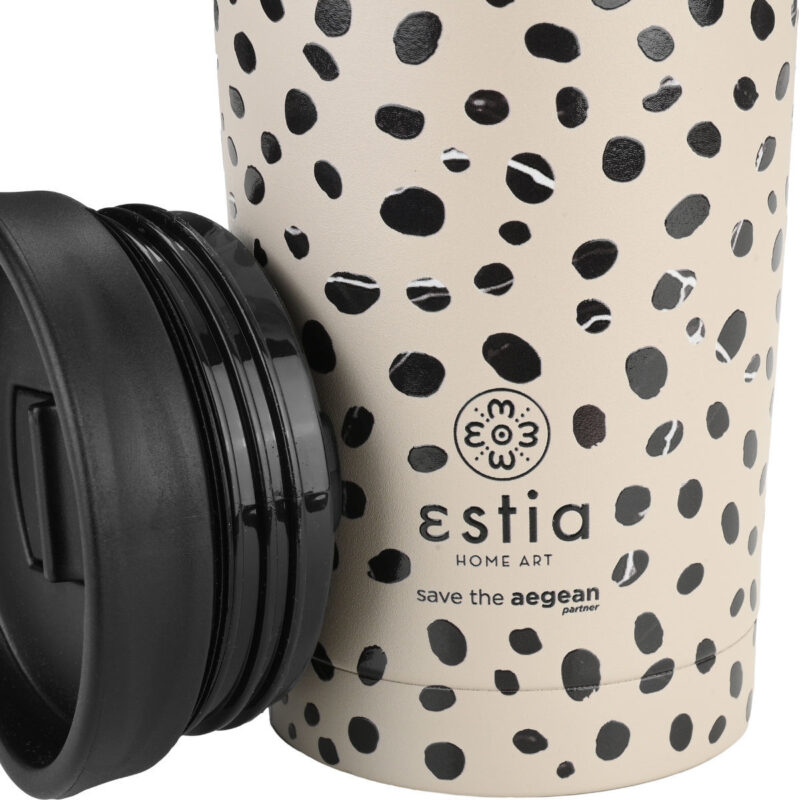 ESTIA HOME ART ΘΕΡΜΟΣ TRAVEL MUG SAVE THE AEGEAN 350ml LEOPARD TAUPE - Image 4