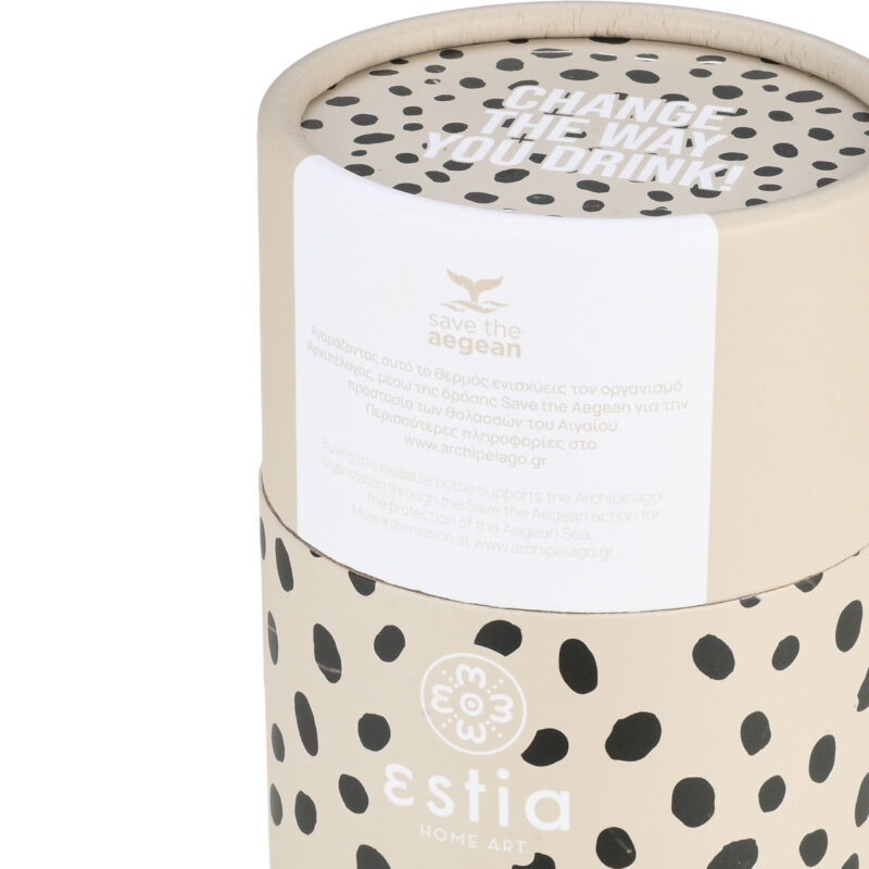 ESTIA HOME ART ΘΕΡΜΟΣ TRAVEL MUG SAVE THE AEGEAN 350ml LEOPARD TAUPE - Image 2