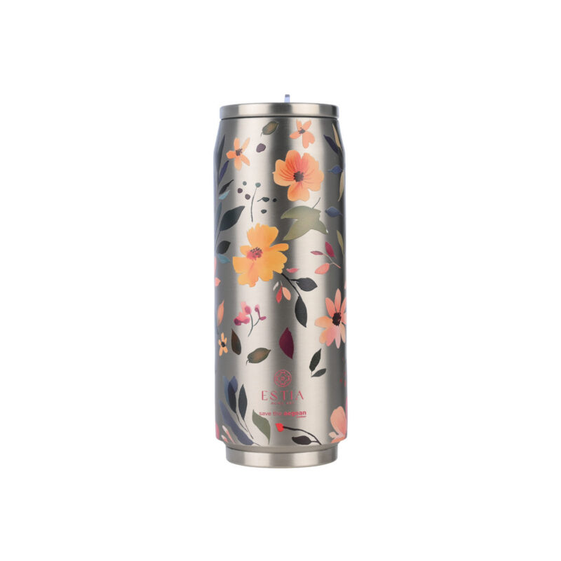 ESTIA HOME ART ΘΕΡΜΟΣ TRAVEL CUP SAVE THE AEGEAN 500ml SILVER BOTANIC