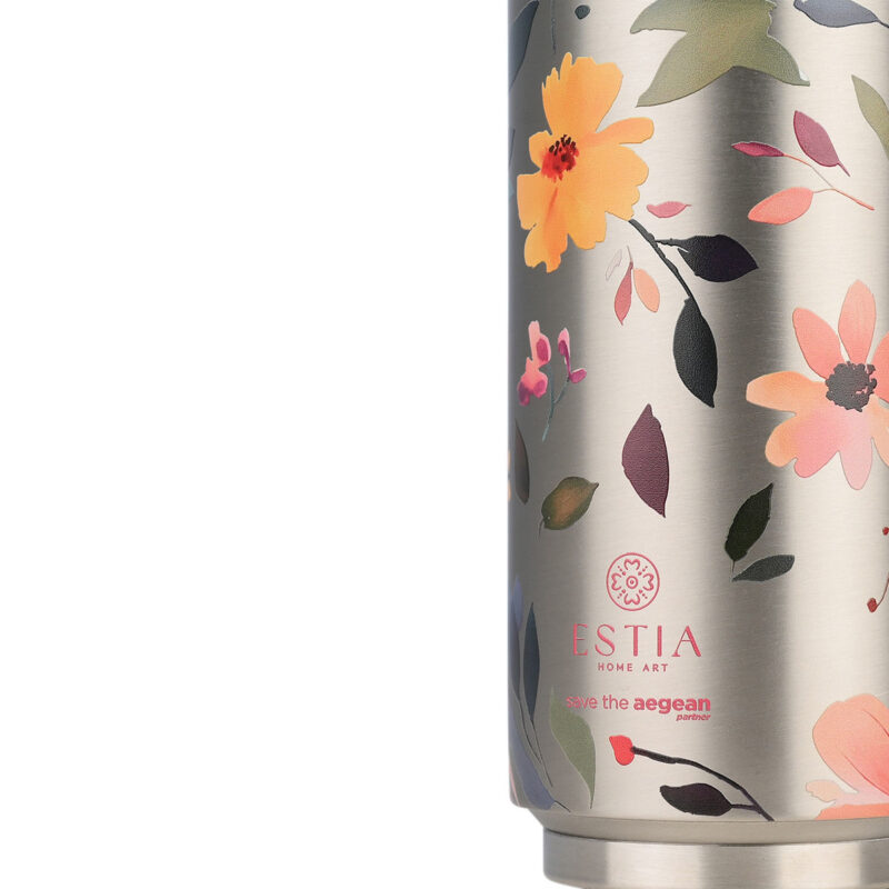 ESTIA HOME ART ΘΕΡΜΟΣ TRAVEL CUP SAVE THE AEGEAN 500ml SILVER BOTANIC - Image 3