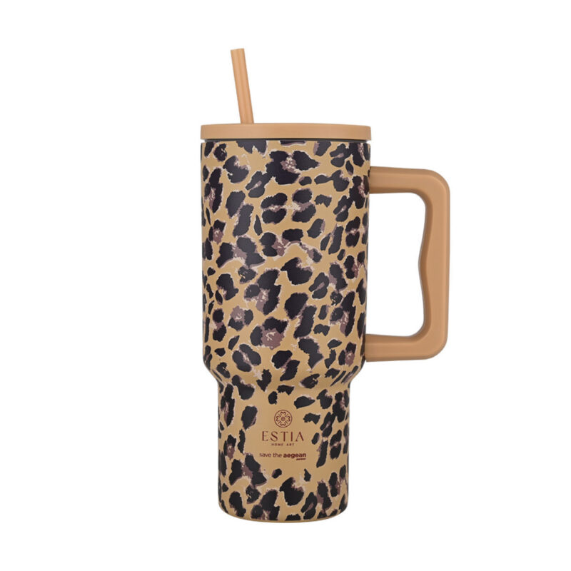 ESTIA HOME ART ΘΕΡΜΟΣ STRAW TUMBLER XL SAVE THE AEGEAN 900ml SPOTTED PROWL